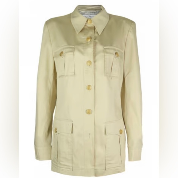 VINTAGE Escada utility jacket beige golden bottons size 44 - Picture 1 of 8